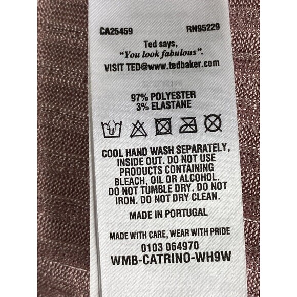 F. Ted Baker Top Size 3 Or 8 Pink Blouse Cap Sleeve High Neck - Picture 8 of 8